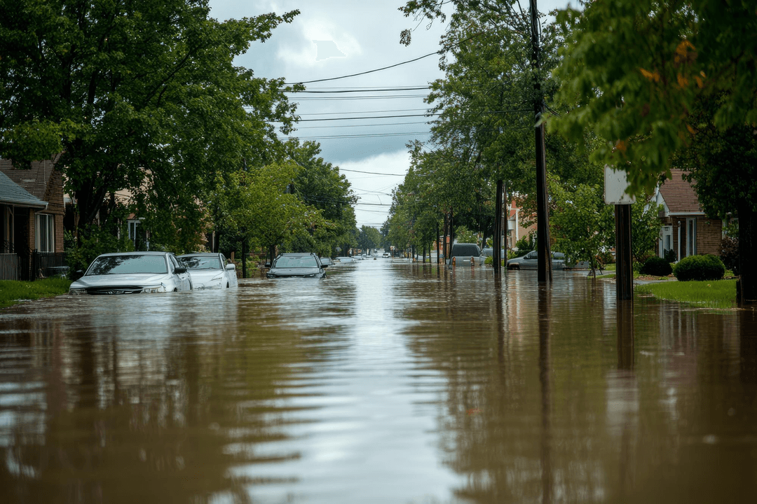 Flooded suburban street